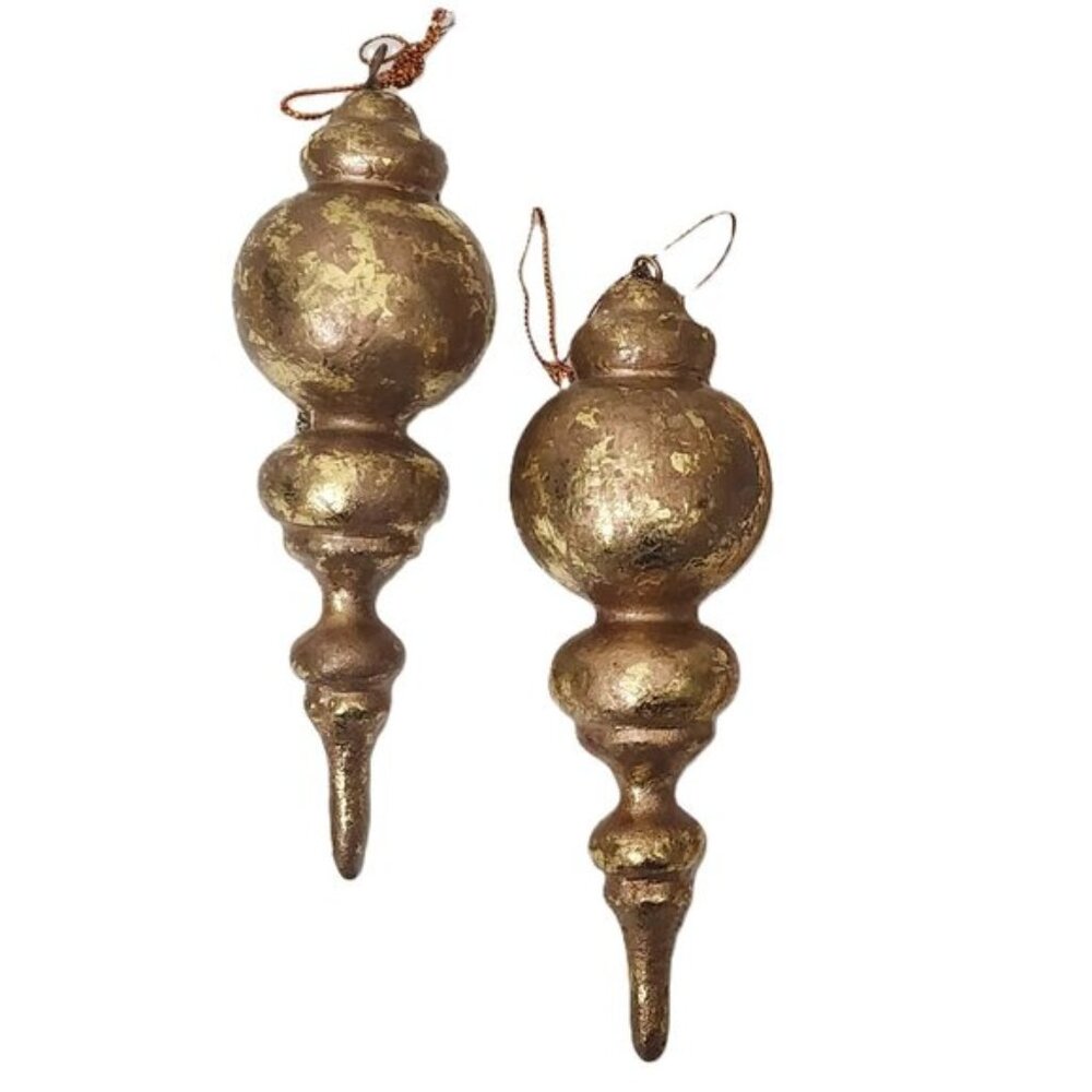 Holiday Gold Leaf Ornaments Handmade: 2 Gold Leaf Pendant Ornament